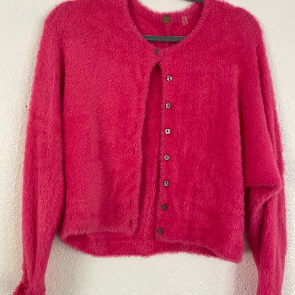 Free People Bright pink cardigan